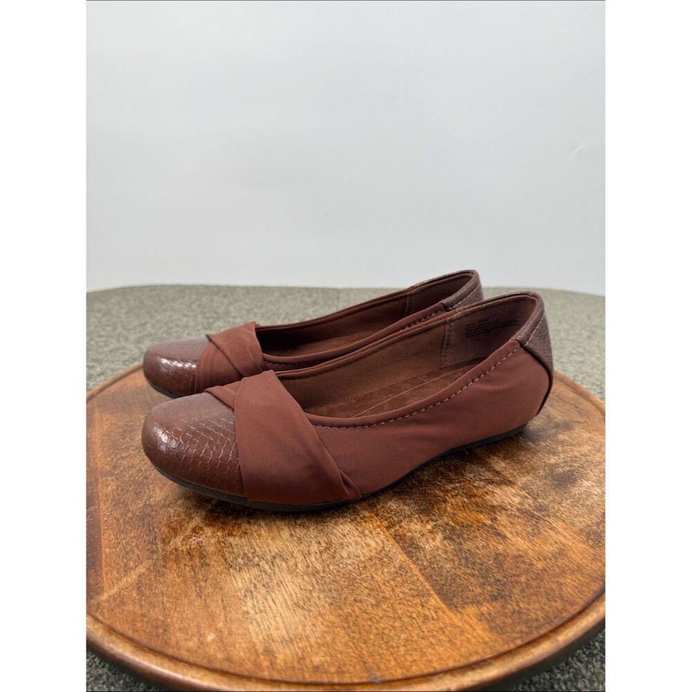 Baretraps Shoes Wm 9.5 M Mitsy Brown Twisted Ballet Flats Slip On Comfort Wedge